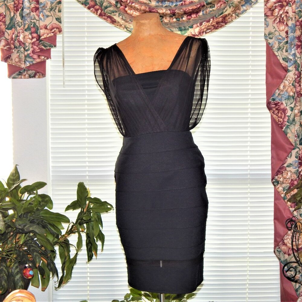 NWT $295 Convertible Stretch Black Party Dress LAUNDRY by SHELLI SEGAL XXS 0 2XS